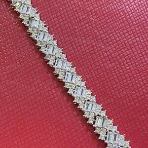 Women's Solid 925 Sterling Silver 7.5 Inch CZ Tennis Bracelet fancy /v5